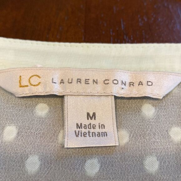 Lauren Conrad Swiss Dot Mint Green Popover 3/4 Sleeve Summer Top Size Medium - Picture 9 of 9